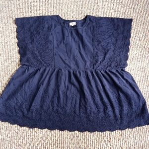 Navy blue boho chic top